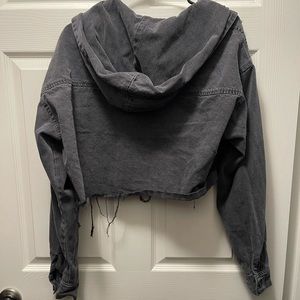 Fashion nova custom mens grey jean jacket hoodie